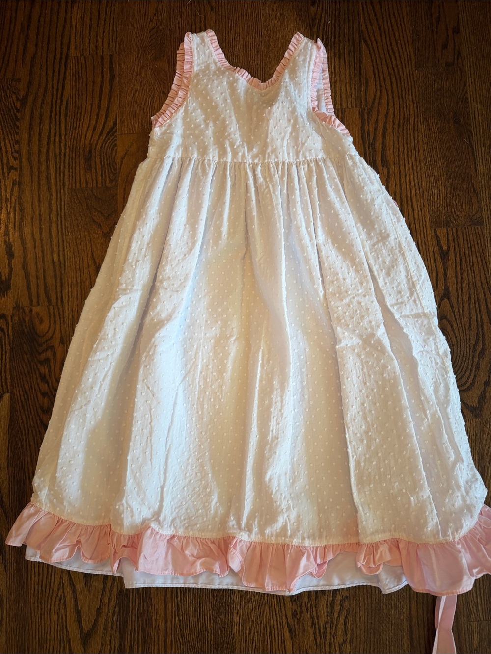 White and Pink Ruffle-Trim Girls' Formal Dress
